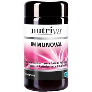 Nutriva Immunoval - Integratore Alimentare per il Supporto del Sistema Immunitario con Astragalo e Lattoferrina, 30 Compresse