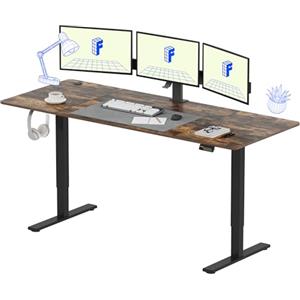 FLEXISPOT 200×80 cm Scrivania Regolabile in Altezza con Ganci, Scrivania Elettrica Standing Desk Motorizzata (Marrone)