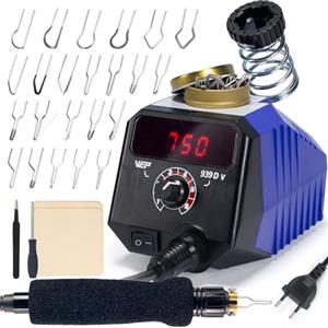 WEP 939D-V Pirografo per Legno 250-750℃ / 482-1382℉ - Strumento per Pirografo Regolabile con Penna Rimovibile, 20 punte pirografo, Supporto per Penna - Adatto per Legno e Pelle (EU Plug)