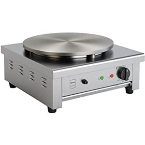 METRO Professional Crepiera Elettrica GCP1040, Acciaio Inox/Ghisa non Rivestita, 3000W, Ø Piastra: 40cm, Temperatura: 50-300°C, Piedini Antiscivolo, Argento