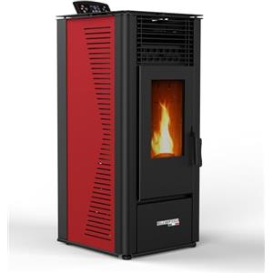 Megashopitalia Stufa a Pellet 10kW ad Aria Ventilata Rodi Riscaldamento Alta Efficienza 100mq (Bordeaux)