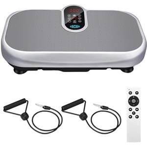 Auezona Pedana Vibrante Dimagrante 150KG con Telecomando e Fasce di Resistenza, 9 Programmi di Allenamento Automatici, 120 Livelli di Vibrazione e Altoparlante Bluetooth Integrato, Allenamento a Casa