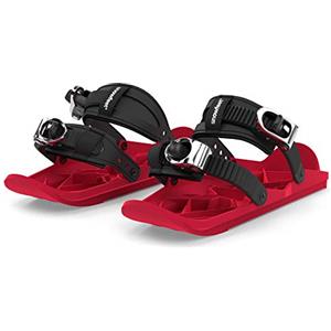 Snowfeet - Mini Pattini da Sci Corti per Neve | Sci per Scarpe Invernali | Pattini da Neve Corti Snowblades Skiboards | The Real Original (Black) (Red)