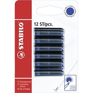 STABILO Refill - Cartuccia per Penna Roller/Stilografica - Pack da 12 - Blu