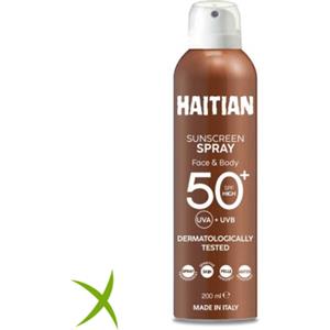 Haitian Spray Solare SPF50 Trasparente per Viso e Corpo - 200ml, Resistente all'Acqua e alla Sabbia