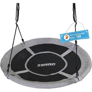 ZERRO Altalena a Nido Ø 120 cm, Portata 150 kg Rregolabile da Esterno/Interno Rotonda per Bambini e Adulti da Giardino,Grigio