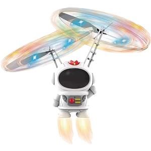 Keenso Giocattolo Spaziale Volante per Bambini, Giocattolo Drone Robot RC con Illuminazione a LED per Regali per Bambini (Bianco)