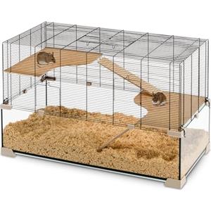Ferplast Gabbia per Criceti e Topolini Karat 100 Piccoli Roditori, Due Piani con Accessori, in Vetro e Metallo