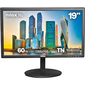 Nilox NXM19FHD11 Monitor 18.5, HD, Schermo PC 60Hz 5ms, Monitor PC con Supporto VESA 75x75mm, Connessioni HDMI e VGA, Adatto per Lavoro e Intrattenimento Quotidiano