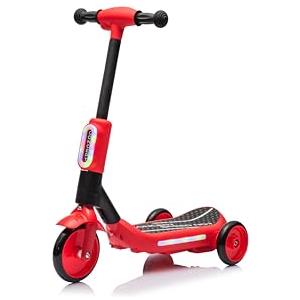 Tecnobike Shop Monopattino Elettrico per Bambini Deluxe 3 Ruote + Casco e Kit Protezioni (Rosso)