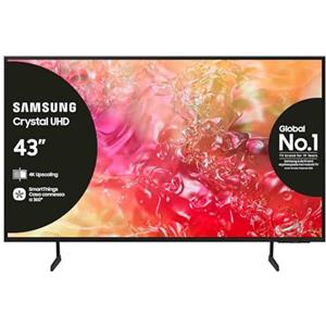 Samsung Smart TV 43 UE43DU7170UXZT, Crystal 4K UHD, 4K Upscaling, Slim Look, DVBT-2, Q-Symphony & OTS Lite, Integrato con Bixby, comp con Alexa e Google Assistant, Black 2024