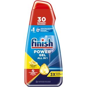 Finish Power gel, detersivo liquido per piatti, multiazione, sgrassante, limone, confezione da 30 lavaggi - 600 g (confezione da 1)