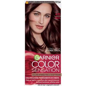 Garnier Color Sensation Colorazione Permanente in Crema 4.15 Castano Freddo - Colore Intenso e Nutriente con Copertura Totale dei Capelli Bianchi