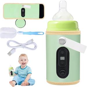 YISKY Scaldabiberon Baby USB, Scaldabiberon USB con Display LCD, Scaldo per Biberon a Temperatura Regolabile USB, Scaldabiberon Regolabile a 6 Velocità, Scaldabiberon Portatile per Viaggi, Aereo e Auto (C)