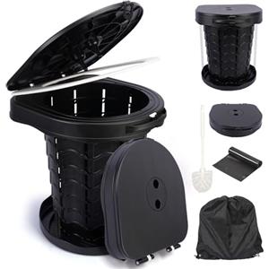 TOSUTO Toilette Portatile Campeggio Pieghevole,Toilette da Campeggio Pieghevole con Coperchio e Sacchetti per Spazzatura,WC da Campeggios per Campeggios,Tenda,Supporta Fino a 220KG
