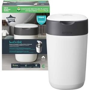 Tommee Tippee Mangiapannolini avanzato Tommee Tippee Twist and Click, sistema più ecologico, con una ricarica con GREENFILM antibatterico da fonti sostenibili, Bianco