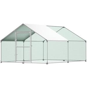 Froadp Pollai e Gabbie in Acciaio Zincato per Galline Uccelli da Esterno Gabbia con PE Tetto Parasole e Lucchetto Grande Recinto di Pollo Voliera per Animali Conigli Polli Cucce (3x4x2m, 12㎡)