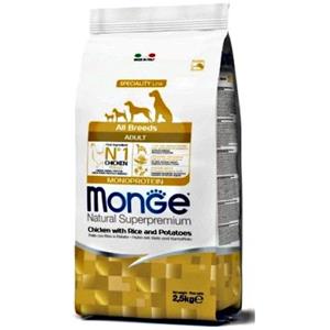 MONGE CANE CROCCHETTA ALL BREEDS ADULTO POLLO, RISO E PATATE 2,5 KG
