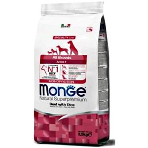 MONGE CANE CROCCHETTA ALL BREEDS ADULTO MANZO E RISO 2,5 KG