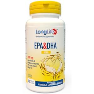 LongLife® EPA&DHA Gold | Alto dosaggio | Olio di pesce 2000mg, omega 3 1400mg, EPA 800mg & DHA 400mg | Certificato IFOS | Benessere cuore, vista, cerebrale | Fino 2 mesi di trattamento | Senza glutine