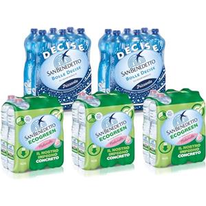 San Benedetto Acqua Minerale San Benedetto 30 Bottiglie da 1,5L, 18 Naturali + 12 Frizzanti, Acqua Oligominerale, Fonte Benedicta