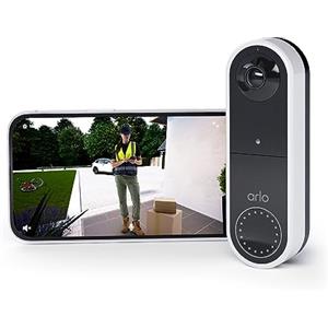 Arlo Videocitofono,Telecamera WiFi Esterno Senza Fili, Campanello Senza Fili Da Esterno, 1080p HD, Citofono Smart, Sensore Di Movimento, Interfono Casa, Sirena, Prova Arlo Inclusa Secure, Bianco
