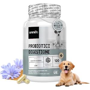 animigo Probiotici per Cani ed Enzimi Digestivi, Flora Intestinale e Immunità, Prebiotici Probiotici Cane Equilibrio Intestinale per Ogni Età e Taglia, Fermenti Lattici Cane 120 Capsule da 2.5 Miliardi UFC