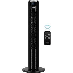 VonHaus 87cm Ventilatore a Torre Nero, Ventilatore con Telecomando per Camere da Letto, 60W Ventilatore a Colonna- 3 Velocità, Oscillazione a 70°, Timer di 7 ore, Display a LED e Vassoio per Aromi