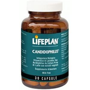 Lifeplan Candidophilus - Integratore Probiotico per l'Equilibrio della Flora Intestinale - 30 Capsule Senza Glutine e Milk Free