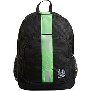 INVICTA S.P.A. Zaino Strong Invicta, Reflective Band, Nero/Verde, 38 Lt, Doppio Scomparto, Scuola e Tempo Libero
