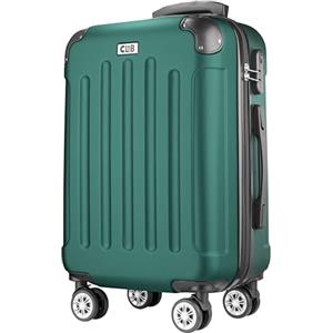 POSH Valigia rigida con ruote trolley bagaglio a mano, grande, media, piccola in ABS, Set di valigie leggere da 3 pezzi nelle misure M-L-XL (verde scuro, M)