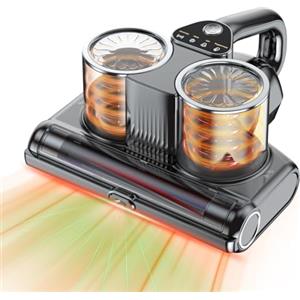 YUFAC Aspiratore per materassi con luce UV-C, 16Kpa Battimaterasso Aspirapolvere per Materassi luce sensore acaro della polvere, indicatore LED, ultrasuoni, Battitappeto per Divano, Tessuti e Letti