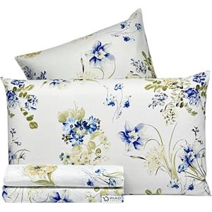 Riad Arredo Set Lenzuola Letto Matrimoniale 100% Cotone PERCALLE - Completo Letto Morbido in Prezioso Percalle (Nizza Blue Lime)