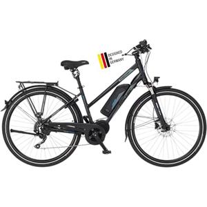 Fischer Viator ETH 1861, Bici Elettrica Donna Uomo RH 49cm Motore Centrale 80Nm Batteria 48V E-Bike Trekking, Nero Opaco, 49cm - 627Wh