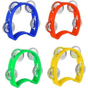 GIUSOBG Tamburello a Percussione a Mezza Luna 4 Pezzi Tamburello a Mezzaluna in Metallo Tamburello Tamburello a Mezzaluna in Plastica Percussione Professionale per Principiante, Adulti, KTV, Festa