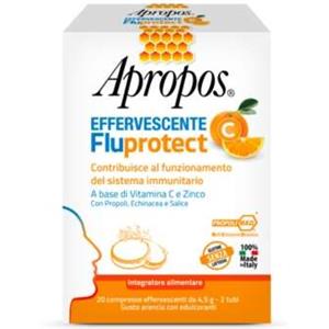 Apropos Fluprotect C - Integratore Alimentare Effervescente Gusto Arancia con Vitamina C e Zinco per il Sistema Immunitario - 20 Compresse