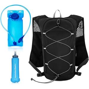 Mapille Zaino Trail Running, Zaino Sportivo Donna con Zaino Idratazione 2L e Borraccia 500ml, Zaino mtb Moto Riflettenti, Cinghie Pettorali Regolabili, Gilet Running Uomo per Corsa Trekking, Ultraleggero 160g