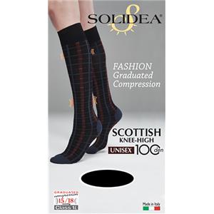 Solidea Gambaletto Unisex 100 Denari Nero con Fantasia Scozzese e Compressione Graduata
