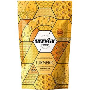 SYZYGY FOOD - Curcuma Bio con Zenzero e Pepe Nero con PROBIOTICI - 1520 mg | 150 Capsule con Curcumina senza eccipienti - Massimo Assorbimento per Articolazioni e Muscoli - Formula Avanzata