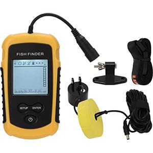 Pilipane Ecoscandaglio portatile per pesci, ecoscandaglio portatile, attrezzatura da pesca per barche da kayak da ghiaccio, ecoscandaglio portatile in ABS, ecoscandaglio subacqueo intelligente con sonda per la