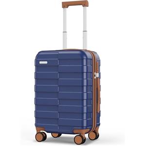 Vipbox Valigie Rigide Piccolo 55cm (3 ANNI DI SERVIZIO VIP) Policarbonato Ultra Leggera Trolley da Viaggio Durevole Valigia con Chiusura TSA e 4 Ruote, Blu Classico