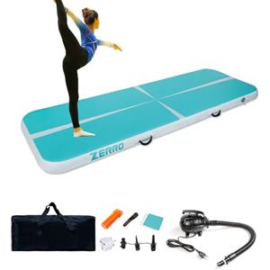 CCLIFE Air Track Tappetino Ginnastica Artistica 3m 20cm con Borsa il Trasporto Pompa aria Casa Yoga Campeggio Palestra Formazione Cheerleading Blu-verde