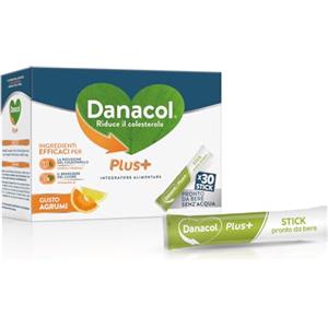 DANACOL Plus + Integratore Alimentare, Riduce il Colesterolo grazie agli Steroli Vegetali , Vitamina B1, Pronto da Bere, Senza Monacolina, 30 Stick da 15 ml (30 giorni)