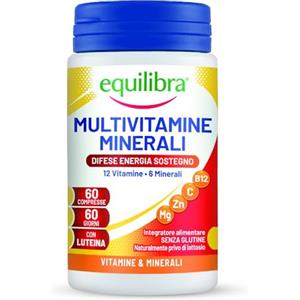 Equilibra Integratori Alimentari, Multivitamine e Minerali, a base di 12 Vitamine e 6 Minerali con Luteina, Indicato per Diete Povere di Minerali e Vitamine o Aumentato Fabbisogno, 60 Compresse