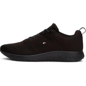 Tommy Hilfiger Uomo Sneakers Running Corporate Knit Rib Runner Scarpe Sportive, Nero (Black), 41