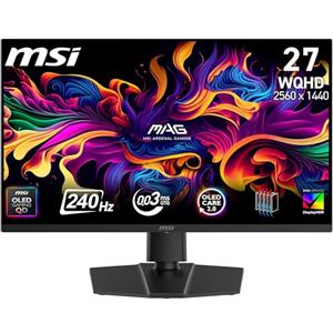 MSI MAG 273QP QD-OLED X24, monitor Gaming 26,5" WQHD (2560 x 1440) QD OLED, refresh rate 240 Hz, tempo di risposta 0,03 ms, 99% DCI-P3, E ≤ 2 - DisplayHDR True Black 400, DisplayPort 1.4a, HDMI 2.1