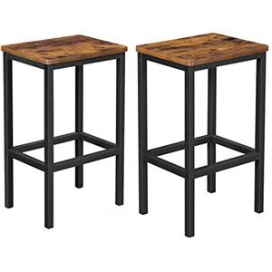 VASAGLE Set di 2 Sgabelli da Bar, Sedie da Pranzo Alte, per Cucina, Sala da Pranzo, Soggiorno, Stile Industriale, Marrone Vintage e Nero LBC65X
