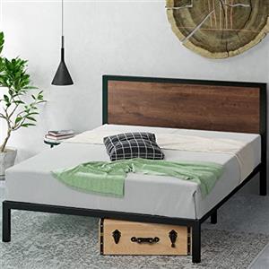 Zinus Mory Struttura Letto 160x190 cm con Testiera in Bambù - Altezza 36 cm - Doghe Letto Matrimoniale con Spazio Sottostante - Facile da Montare - Marrone