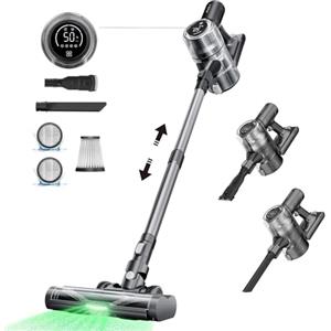 Proscenic Aspirapolvere senza Fili Potente 550W/45KPA, Scopa Elettrica Senza Fili con OLED Touchscreen e Anti-Groviglio Spazzola, Batteria Rimovibile, per Pavimenti/Tappeti/Peli