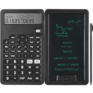 OFFCUP Calcolatrice Scientifica con LCD Lavagna Cancellabile 240 Funzioni Display a 2 Righe Pieghevole con Funzione Penna e Nota Materiale Scolastico per Liceo Università Scuola Casa